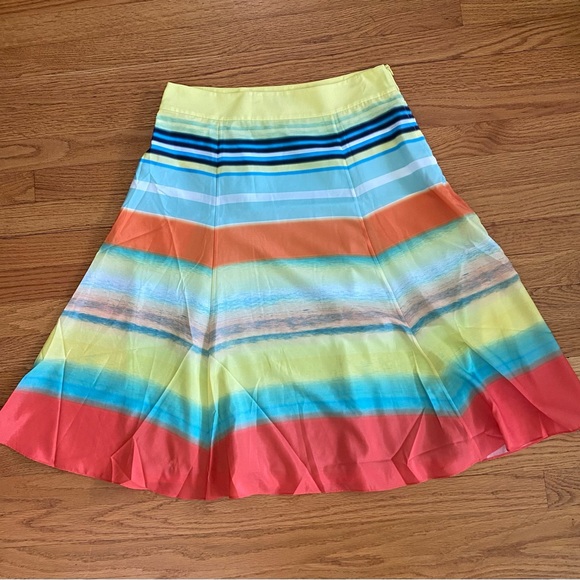 Ted Baker Skirt Women’s Sz 3 Multicolored A-line Striped Flaw Shown in Pics - Picture 1 of 12